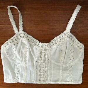 Aeropostale Cream Lace Eyelet Strap Crop Top